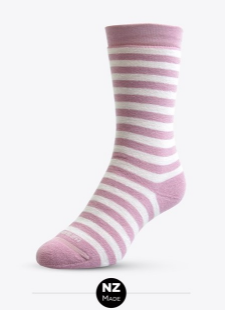 sock merino stripe cush wmn pink
